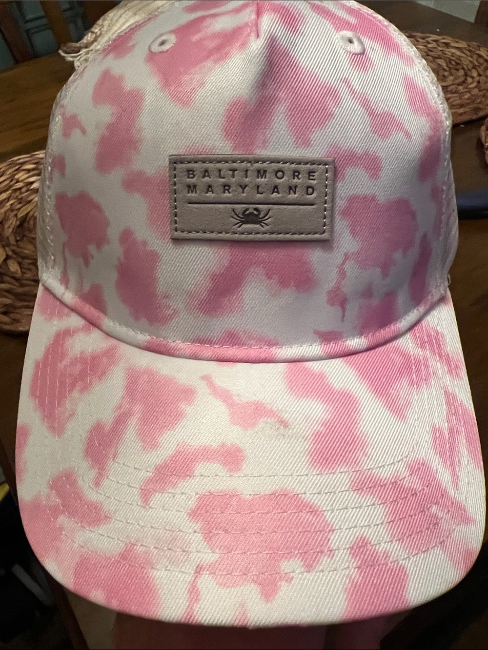 Gear For Sports Pink Tie-Dye Baseball Cap with Baltimore Maryland Patch